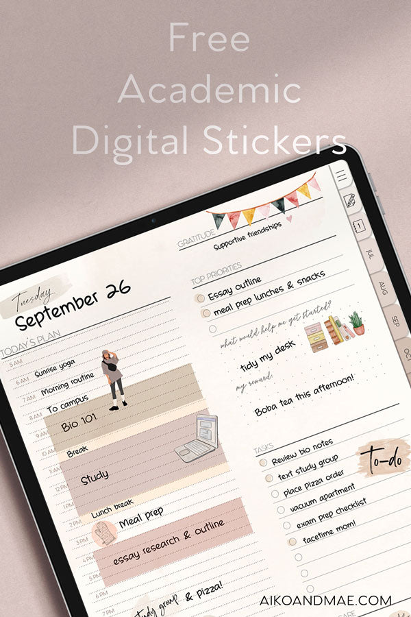 Free Digital Planner Stickers - Aiko + Mae Student Sticker Mini Pack