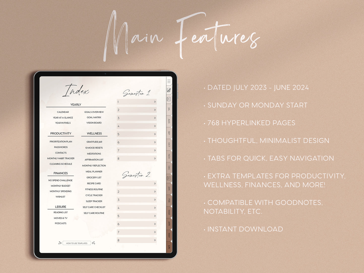 2024-2025 Academic Mid-Year Digital Planner - Dated Daily