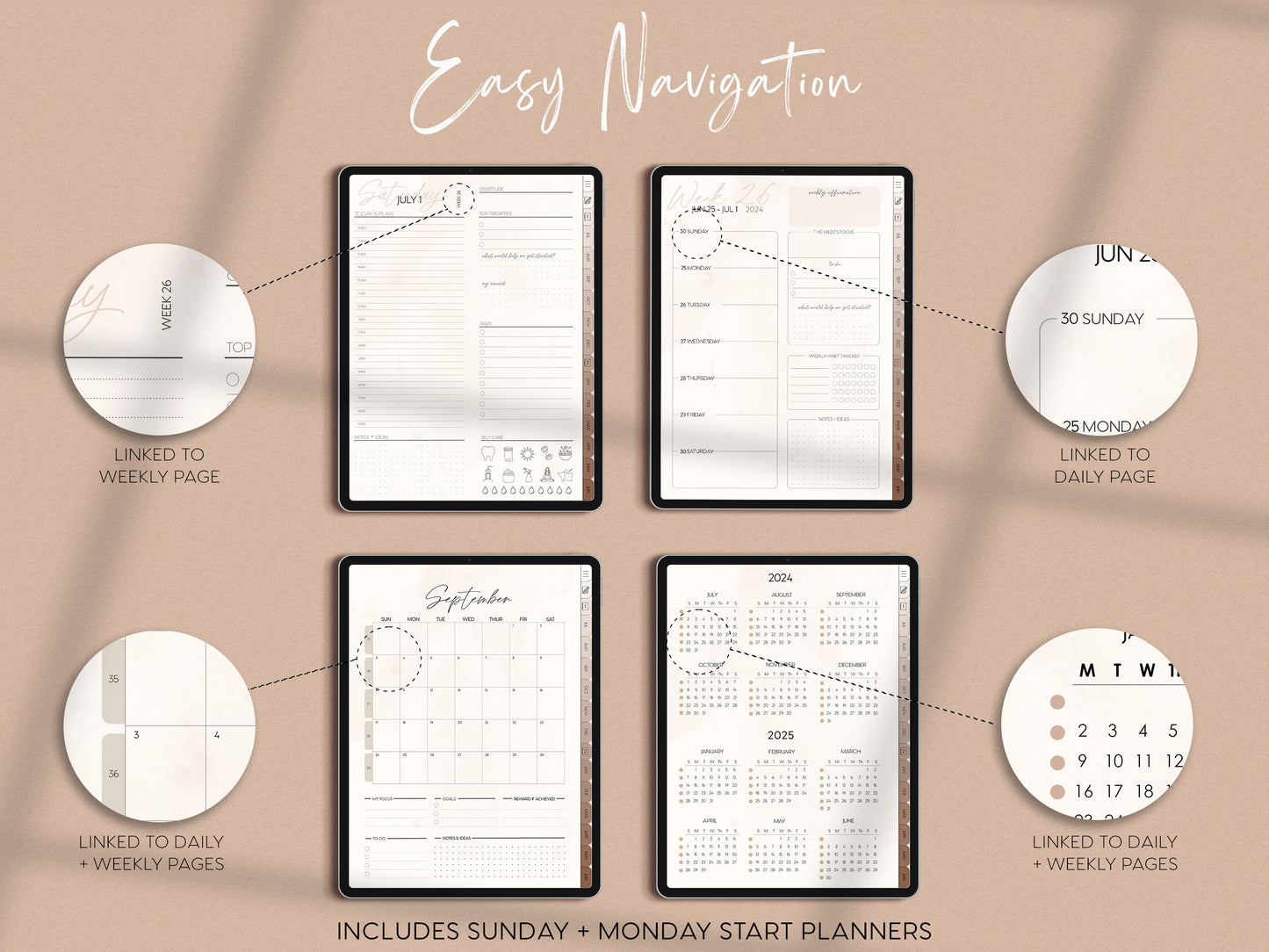 2024-2025 Academic Mid-Year Digital Planner - Dated Daily