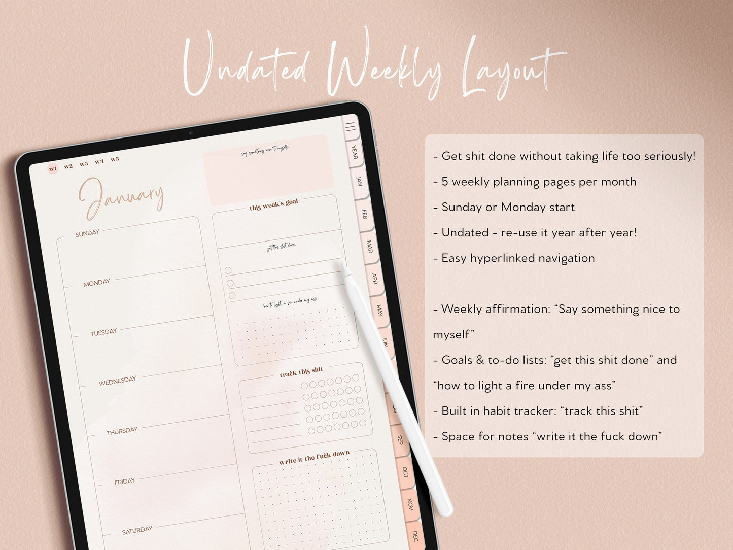 F*ck This Week Vulgar Undated Weekly Planner